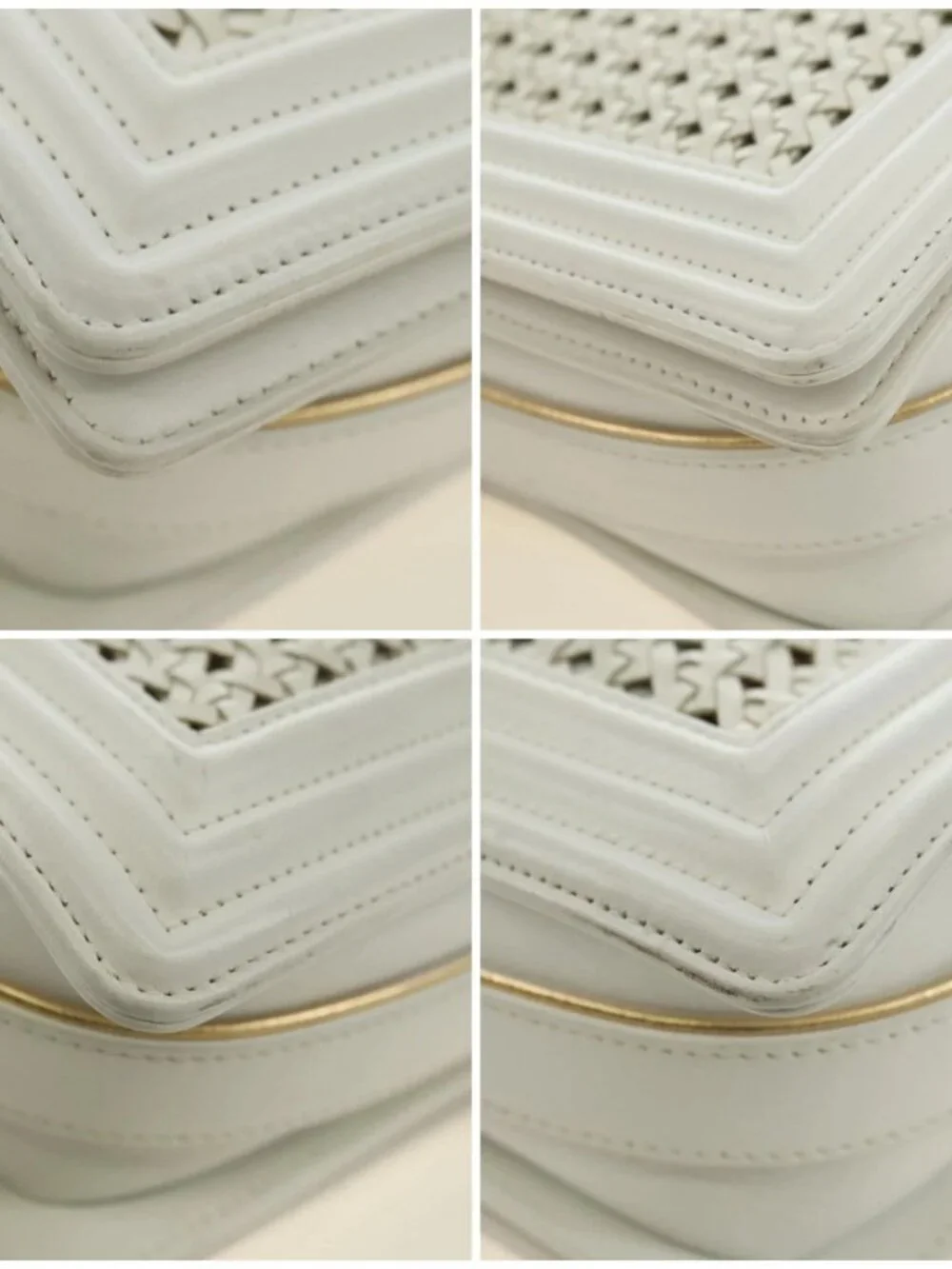 CHANEL Chain Boy Chanel Shoulder Bag Leather White Gold CC Auth ka4428V